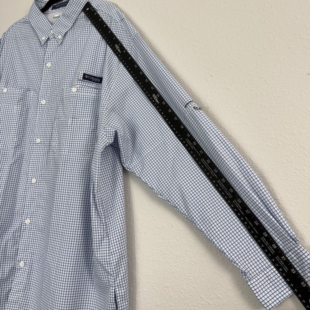 Columbia PFG Super Tamiami Shirt Mens XXL Blue Plaid Fishing Vented Long Sleeve - Picture 6 of 11